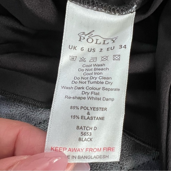 Oh Polly Dress Women’s 2 Rea Long Sleeve Asymmetric Mini black Ruched B27 - Picture 10 of 11